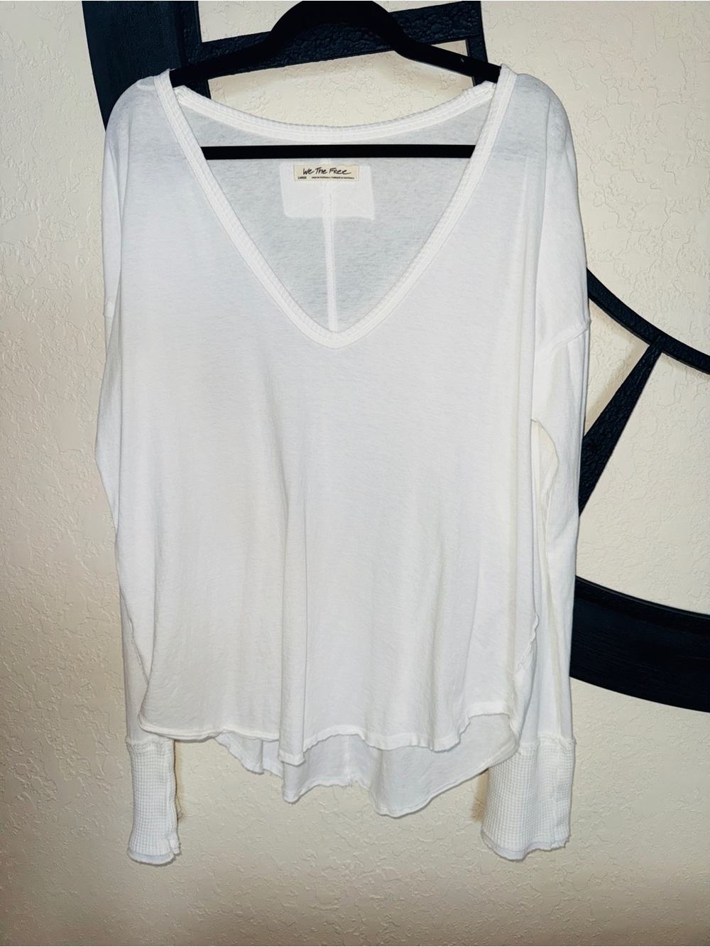 NWOT Free People V-Neck with Waffle Knit Cuffs - Size Large